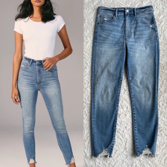Abercrombie & Fitch Denim - Abercrombie ultra high rise super skinny ankle jeans chewed raw hem 6 28 SHORT